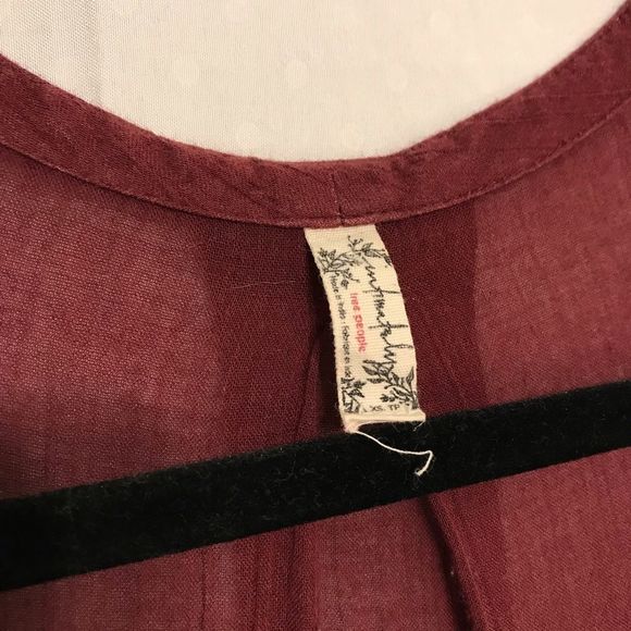 INTIMATELY FREE PEOPLE Sz XS Maroon Red Short-Sleeve Sheer Maxi Dress; Preloved - Picture 4 of 7